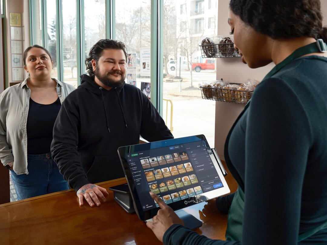teacher explaining with digital screen